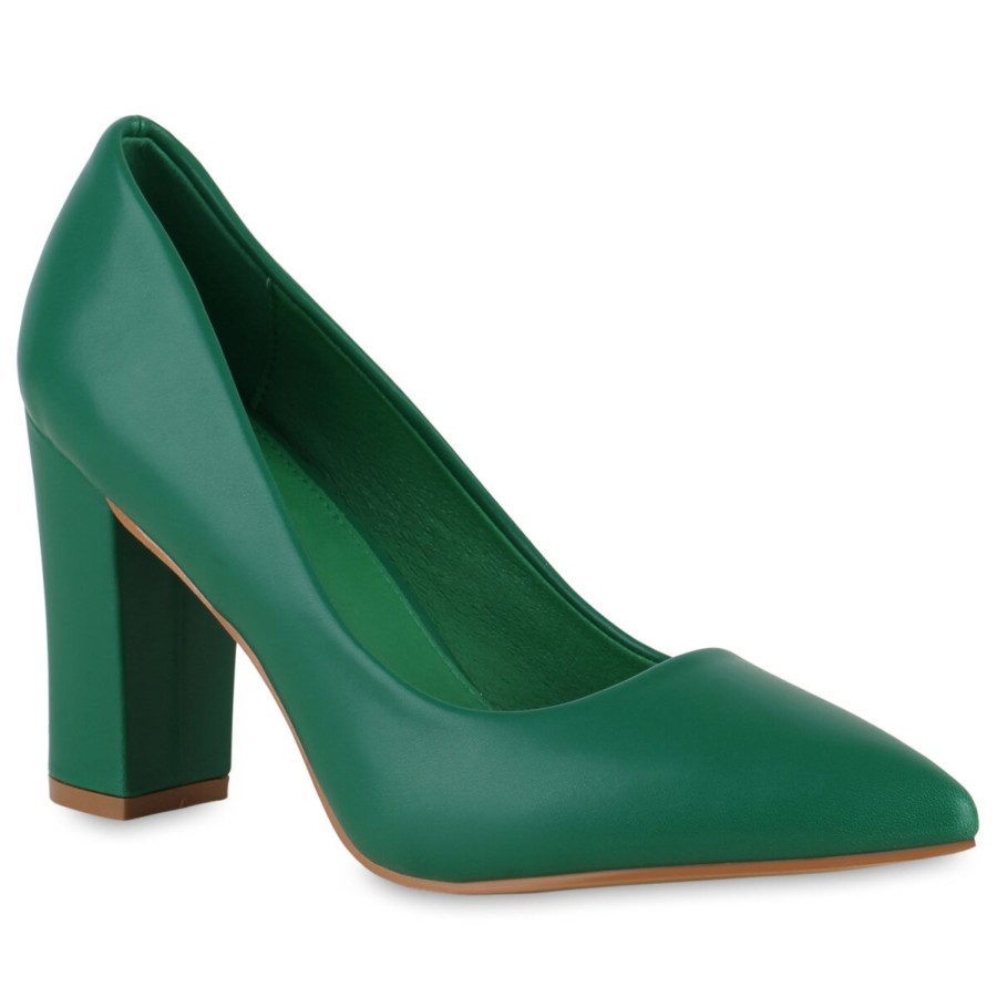 Damenschuhe Stiefelparadies | Damen Spitze Pumps In Grun