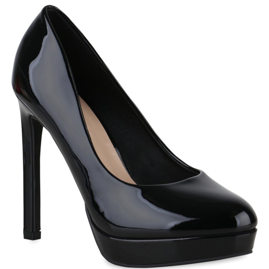 Damenschuhe Stiefelparadies | Damen High Heels In Schwarz Lack