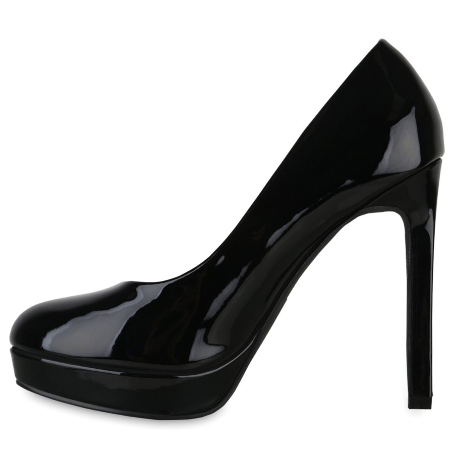 Damenschuhe Stiefelparadies | Damen High Heels In Schwarz Lack