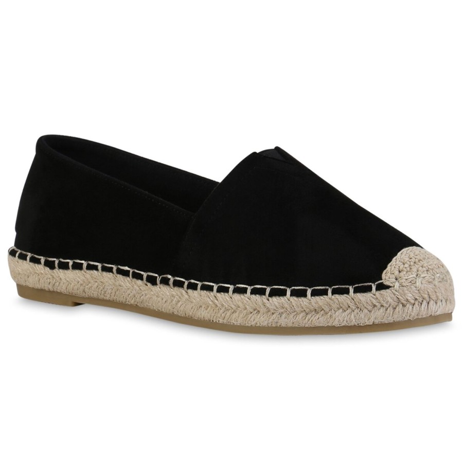 Damenschuhe Stiefelparadies | Damen Espadrilles In Schwarz