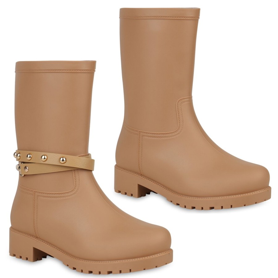 Damenschuhe Stiefelparadies | Damen Gummistiefel In Khaki