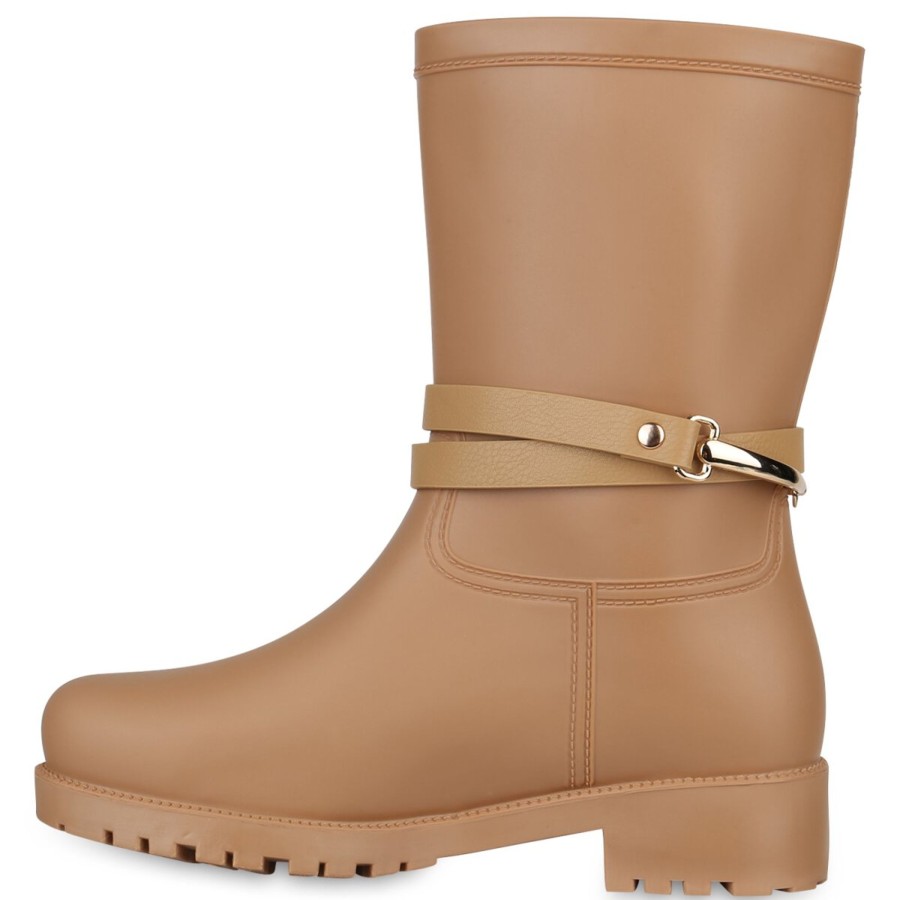 Damenschuhe Stiefelparadies | Damen Gummistiefel In Khaki