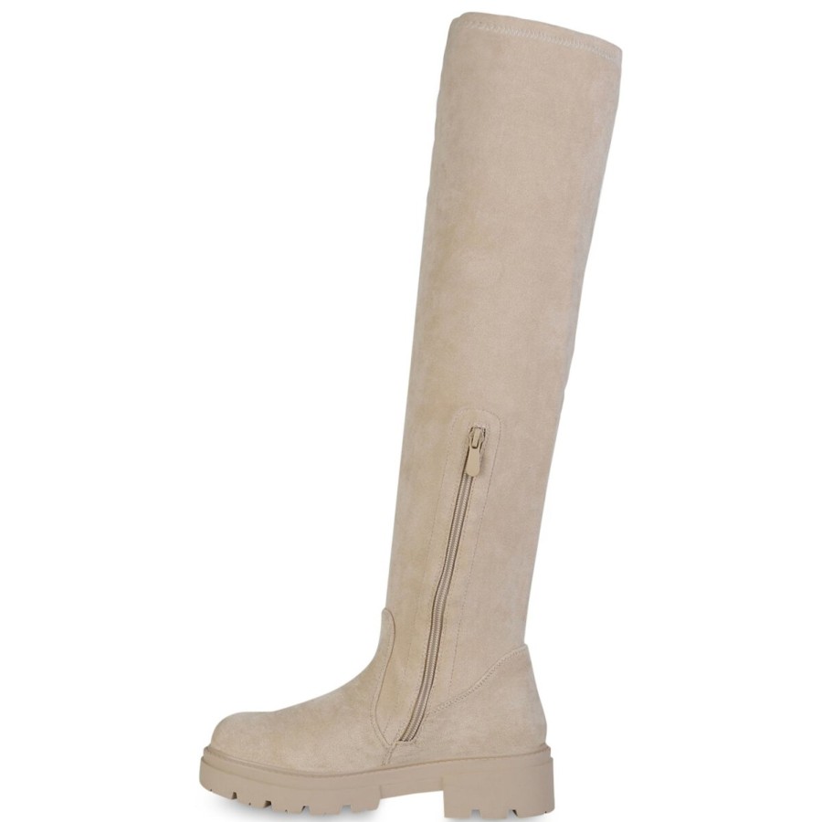 Damenschuhe Stiefelparadies | Damen Overknees In Beige