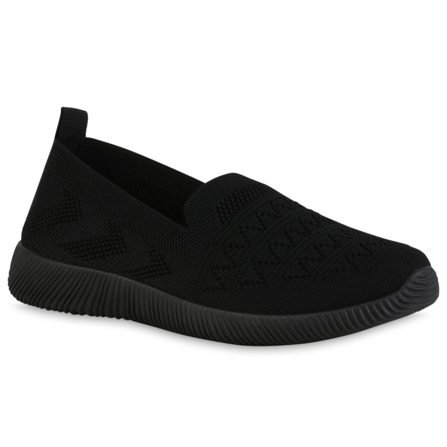 Damenschuhe Stiefelparadies | Damen Slip Ons In Schwarz