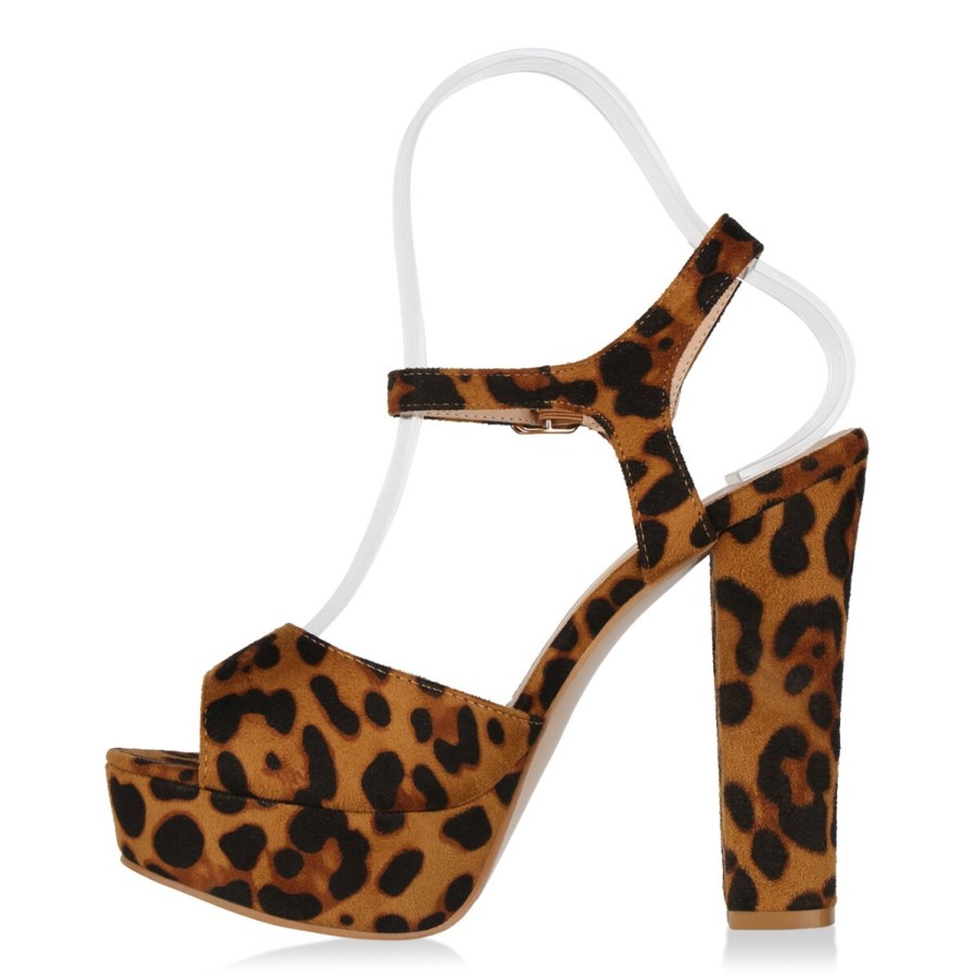 Damenschuhe Stiefelparadies | Damen Plateau Sandaletten In Leopard