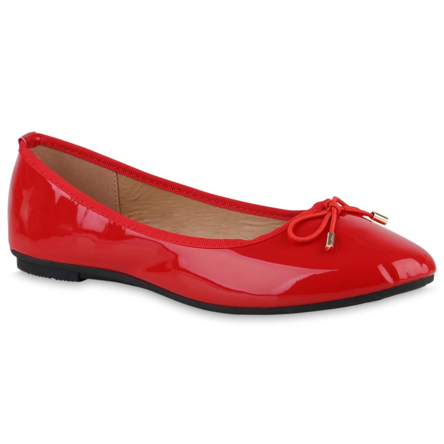 Damenschuhe Stiefelparadies | Damen Klassische Ballerinas In Rot Lack