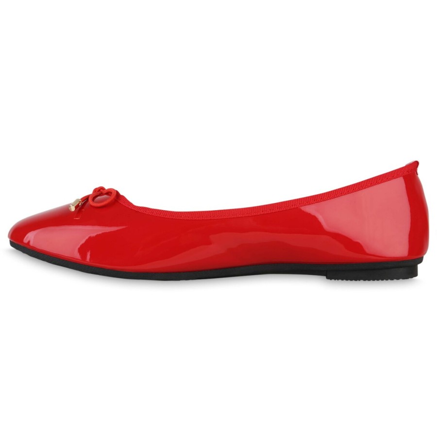 Damenschuhe Stiefelparadies | Damen Klassische Ballerinas In Rot Lack