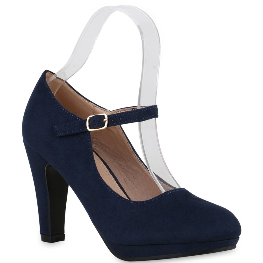 Damenschuhe Stiefelparadies | Damen Mary Janes In Dunkelblau