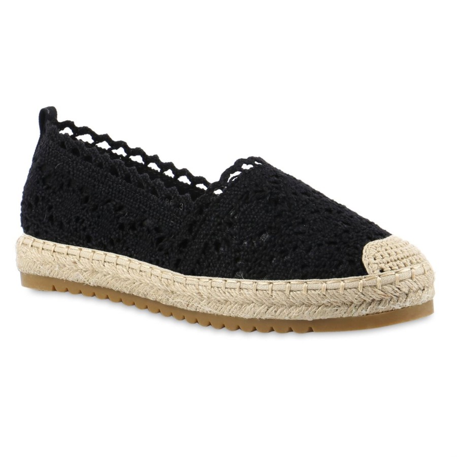 Damenschuhe Stiefelparadies | Damen Espadrilles In Schwarz