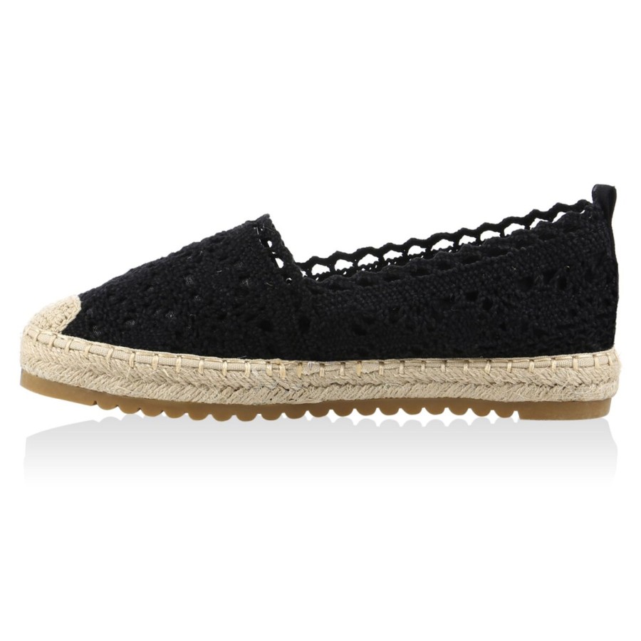 Damenschuhe Stiefelparadies | Damen Espadrilles In Schwarz