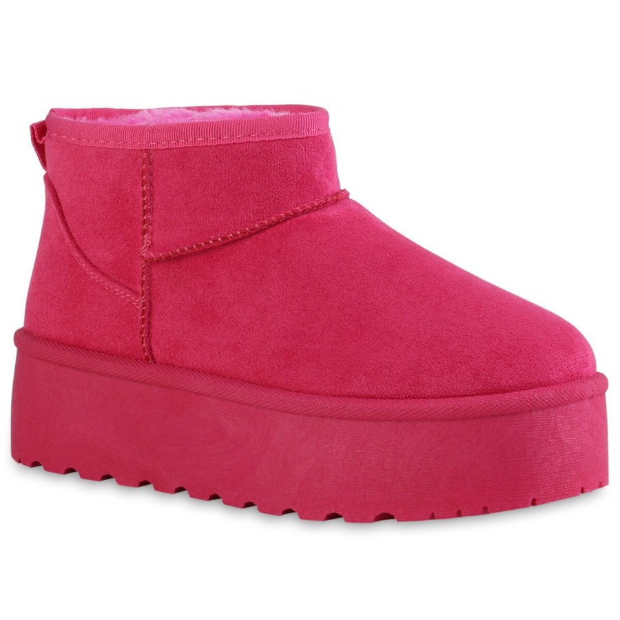 Damenschuhe Stiefelparadies | Damen Plateau Boots In Fuchsia