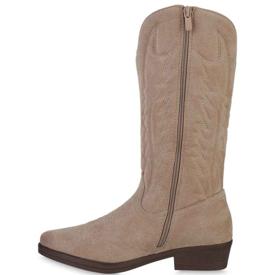 Damenschuhe Stiefelparadies | Damen Cowboystiefel In Beige