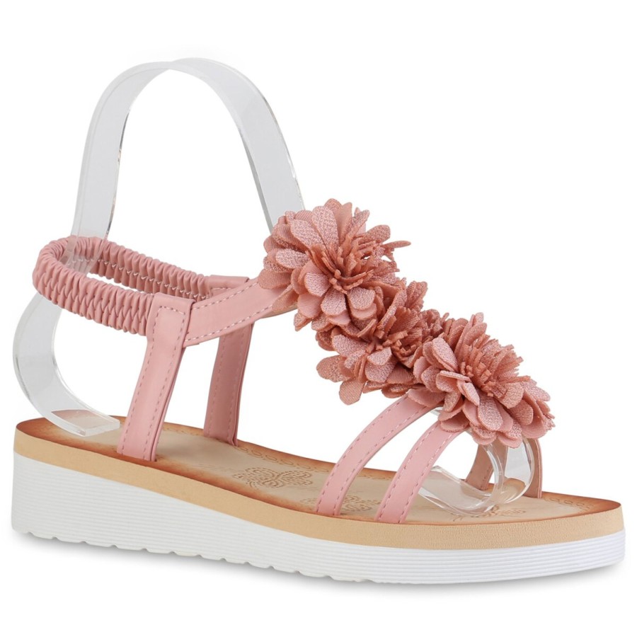 Damenschuhe Stiefelparadies | Damen Keilsandaletten In Rosa