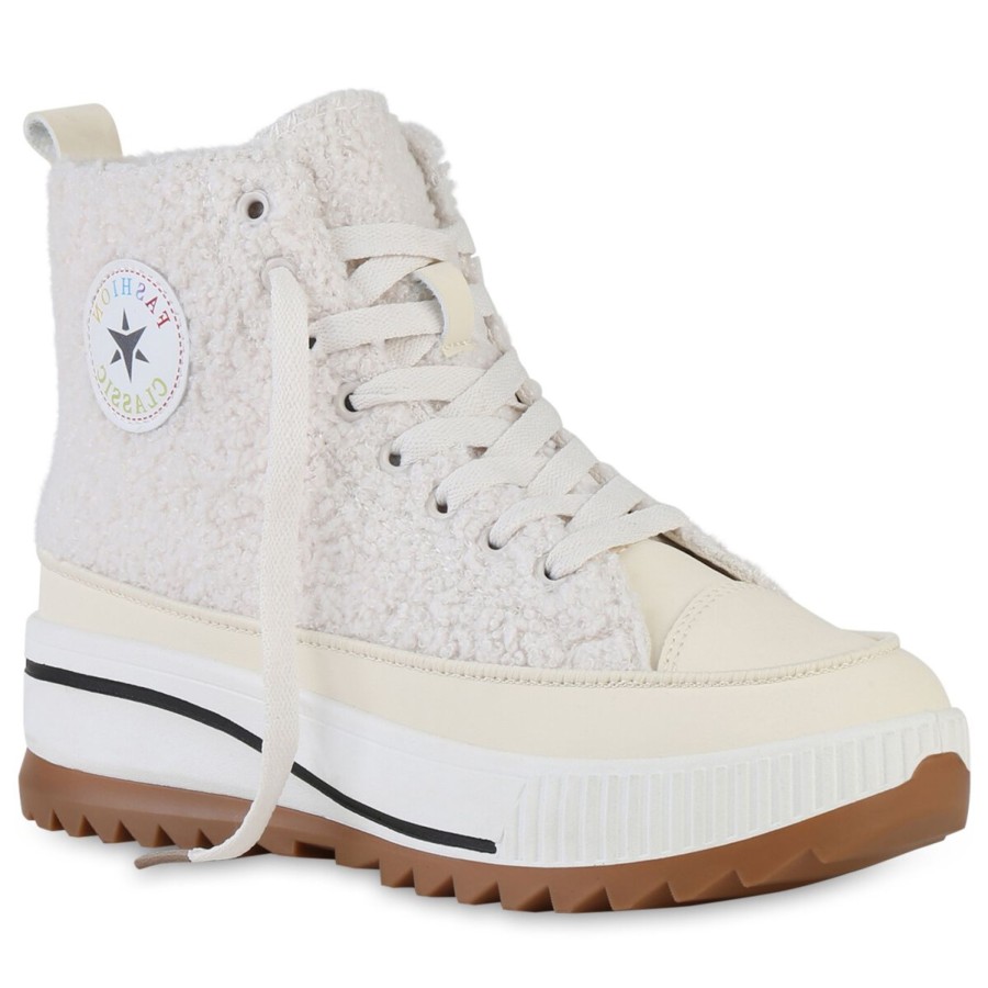 Damenschuhe Stiefelparadies | Damen Plateau Sneaker In Beige