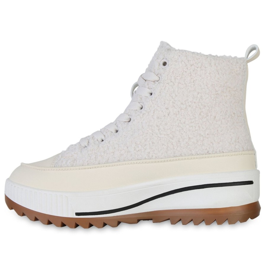 Damenschuhe Stiefelparadies | Damen Plateau Sneaker In Beige