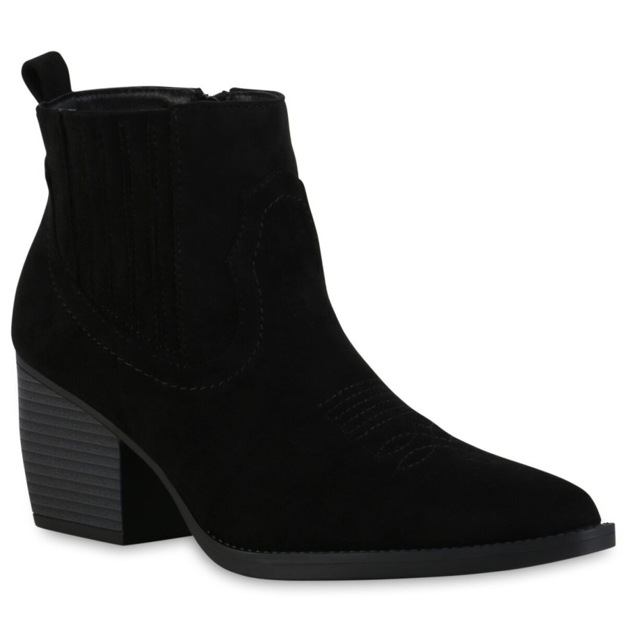 Damenschuhe Stiefelparadies | Damen Ankle Boots In Schwarz