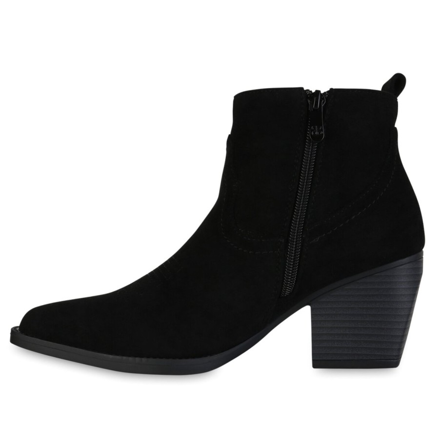 Damenschuhe Stiefelparadies | Damen Ankle Boots In Schwarz