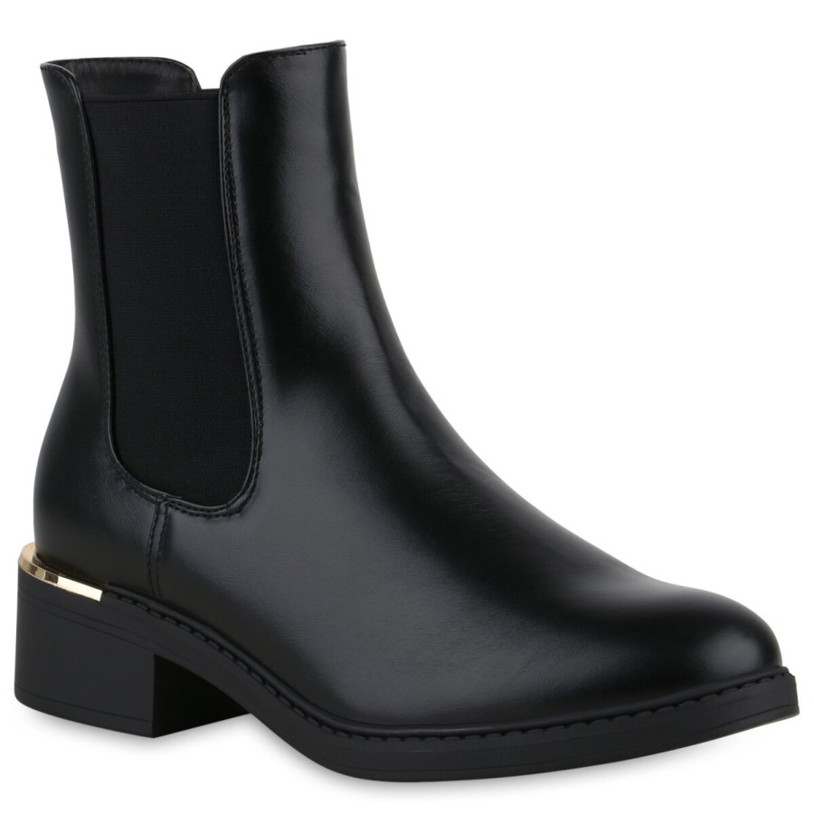 Damenschuhe Stiefelparadies | Damen Chelsea Boots In Schwarz