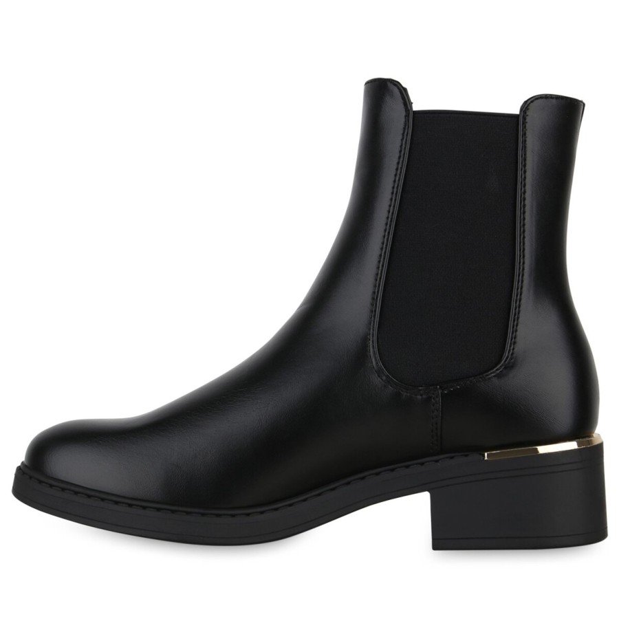 Damenschuhe Stiefelparadies | Damen Chelsea Boots In Schwarz