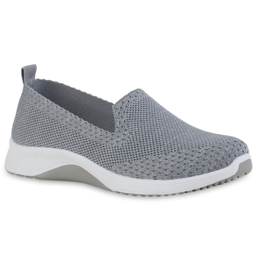 Damenschuhe Stiefelparadies | Damen Slip Ons In Grau