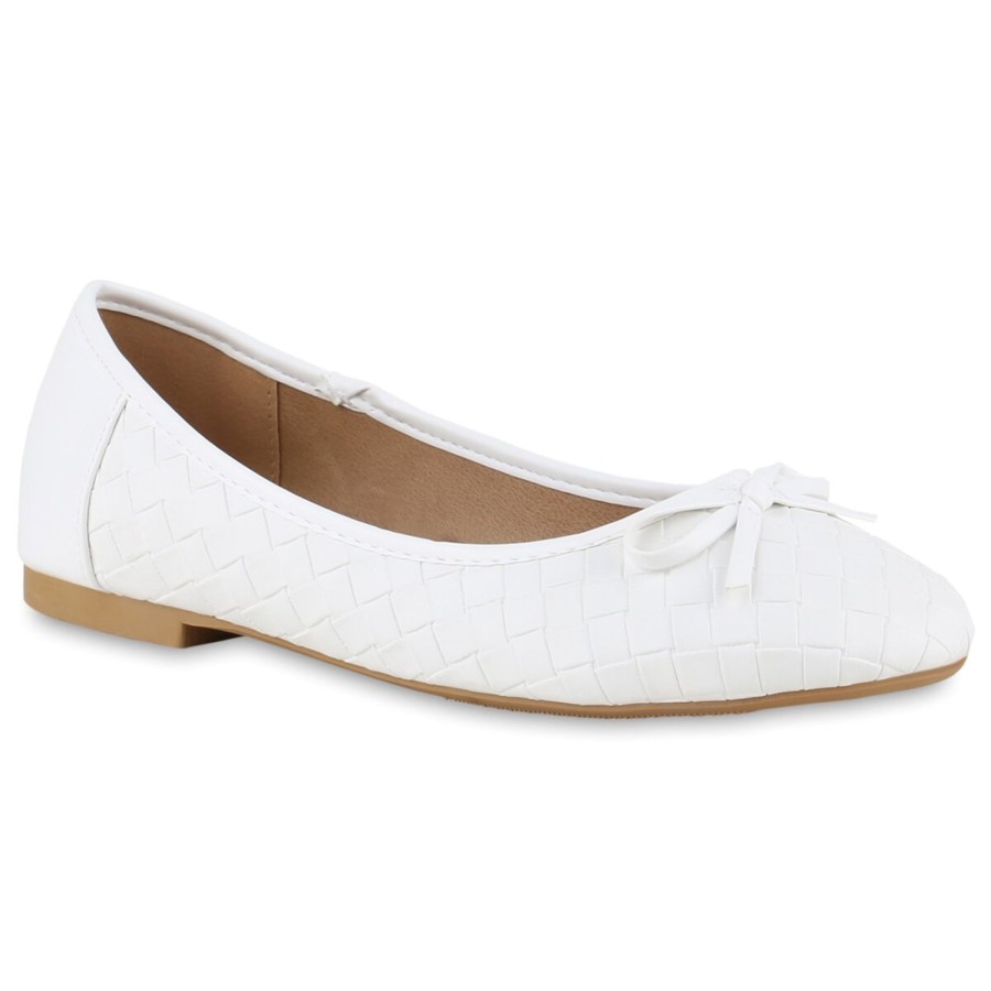 Damenschuhe Stiefelparadies | Damen Klassische Ballerinas In Weiss