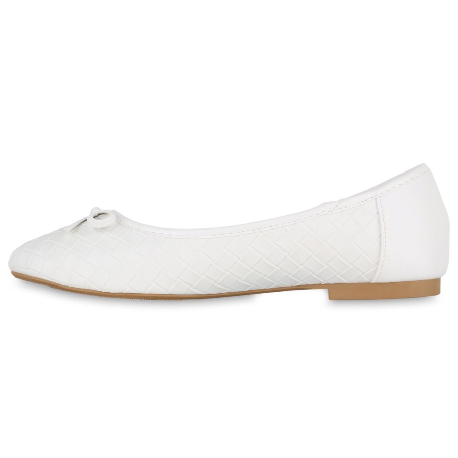 Damenschuhe Stiefelparadies | Damen Klassische Ballerinas In Weiss