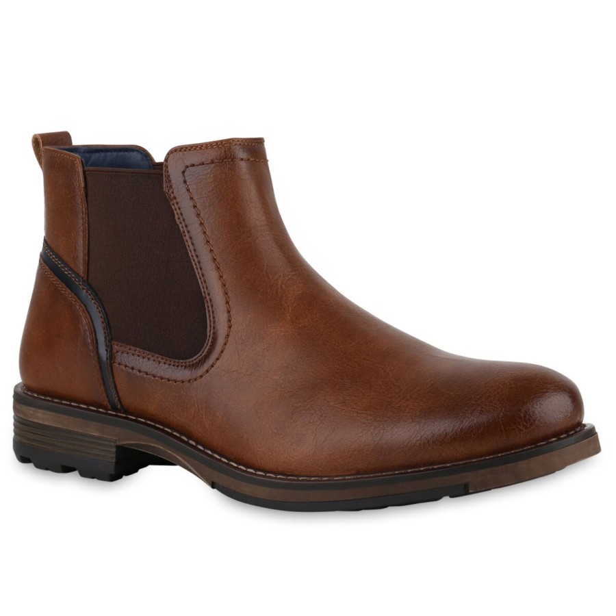 Herrenschuhe Stiefelparadies | Herren Chelsea Boots In Hellbraun