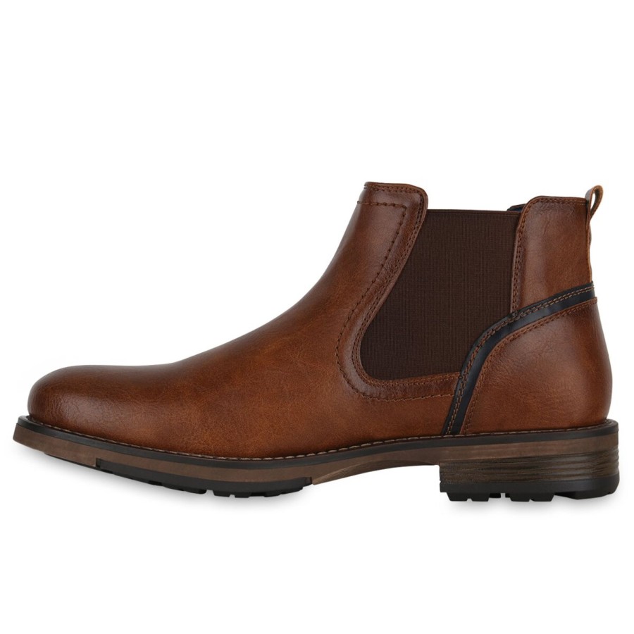 Herrenschuhe Stiefelparadies | Herren Chelsea Boots In Hellbraun