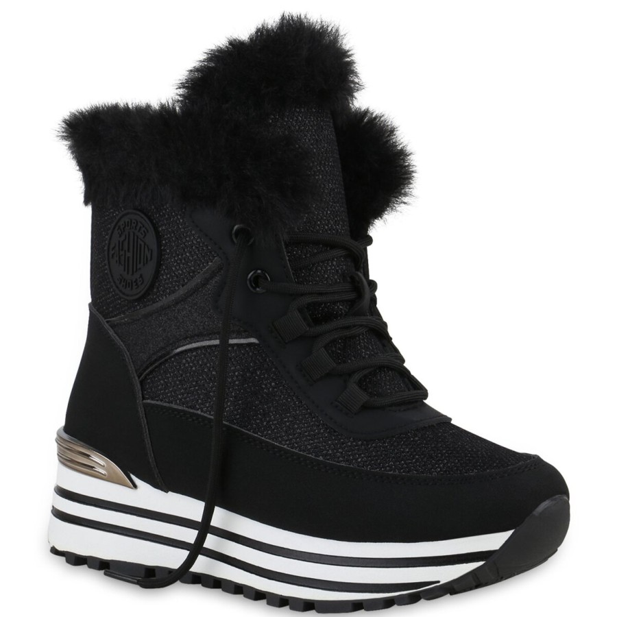 Damenschuhe Stiefelparadies | Damen Sneakerstiefel In Schwarz