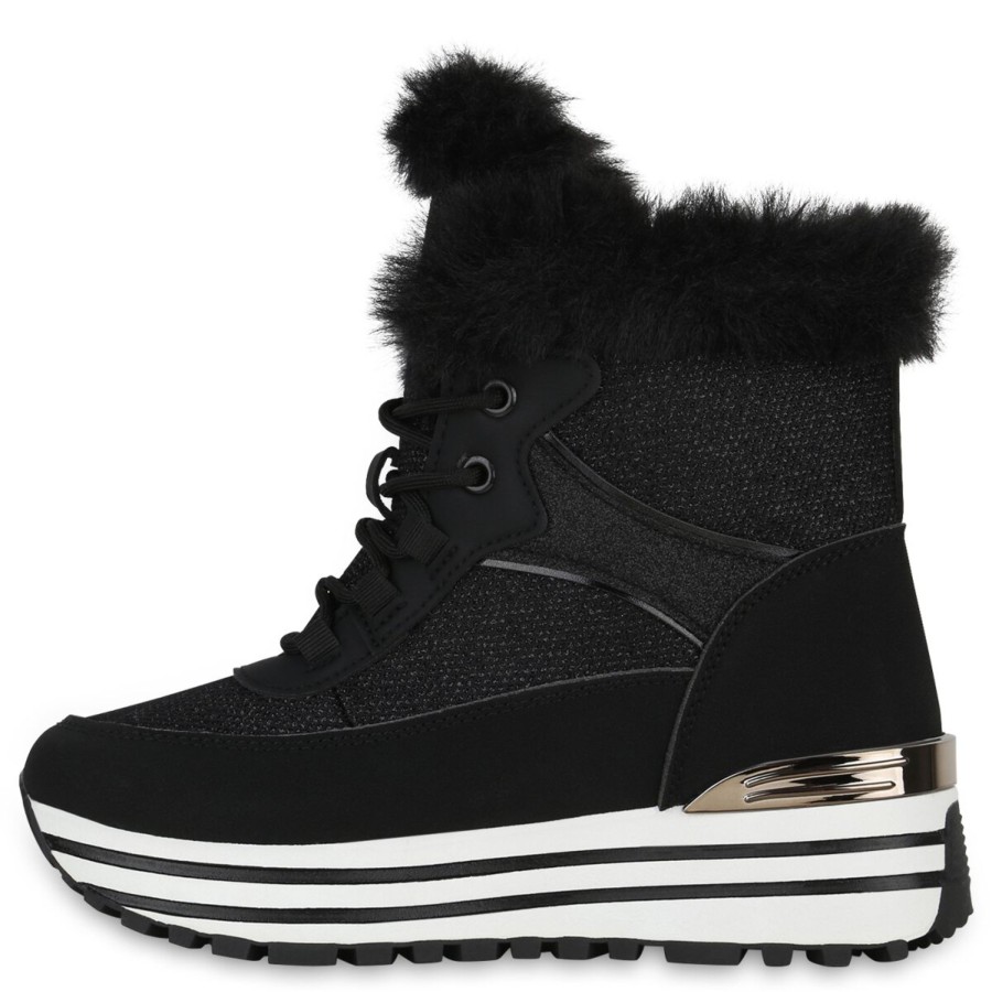 Damenschuhe Stiefelparadies | Damen Sneakerstiefel In Schwarz