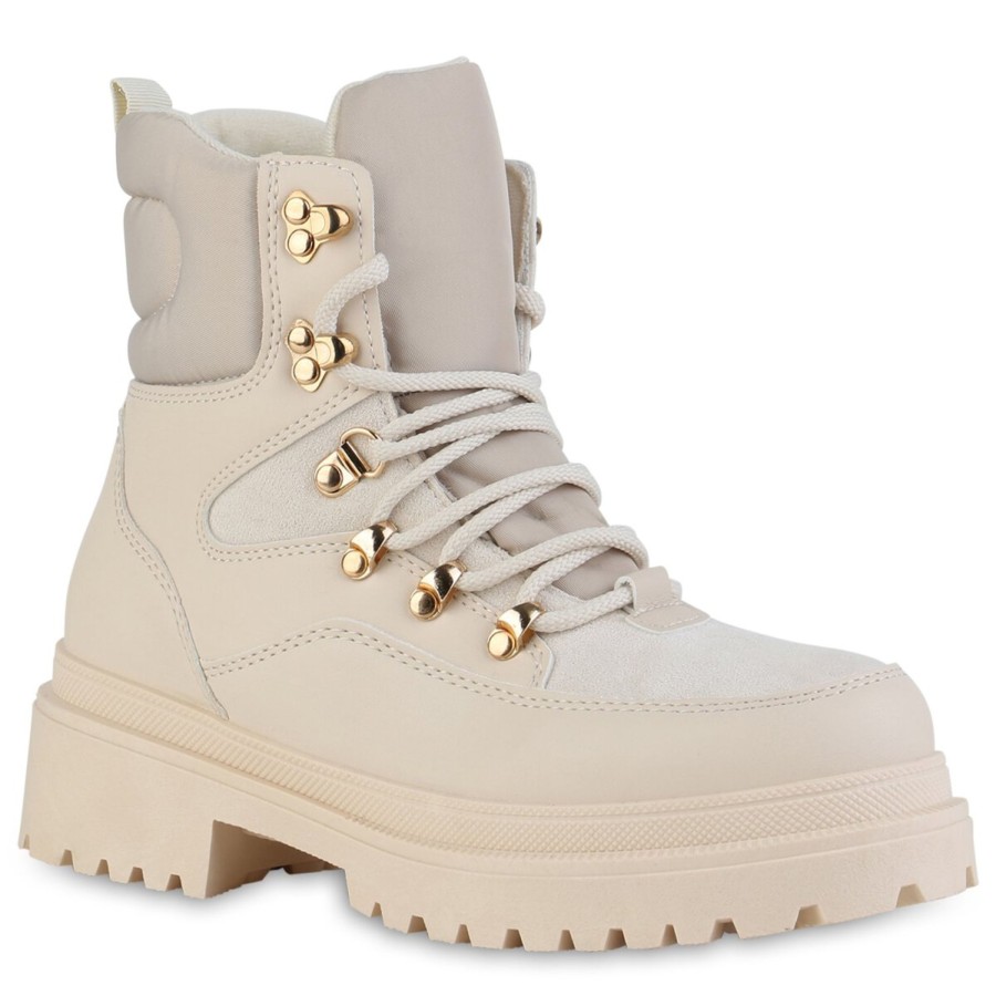 Damenschuhe Stiefelparadies | Damen Worker Boots In Beige