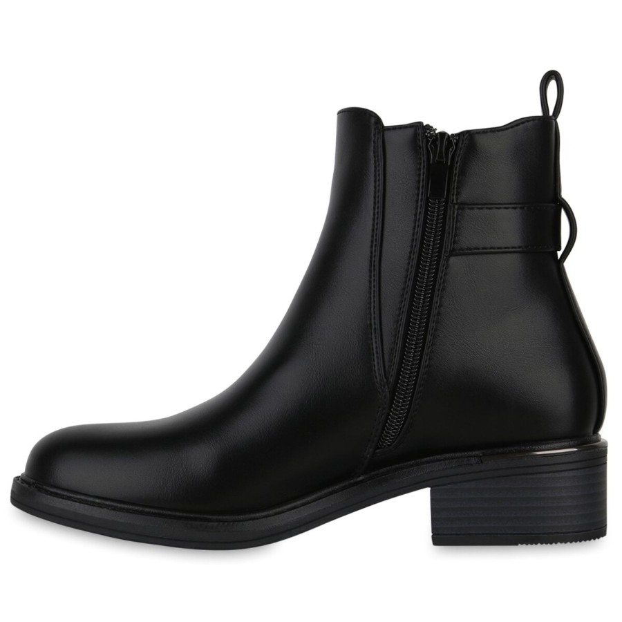 Damenschuhe Stiefelparadies | Damen Biker Boots In Schwarz