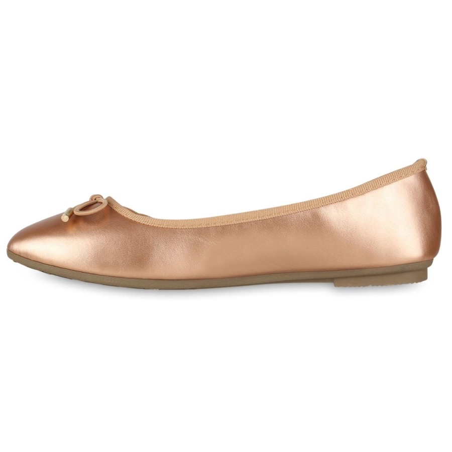 Damenschuhe Stiefelparadies | Damen Klassische Ballerinas In Gold