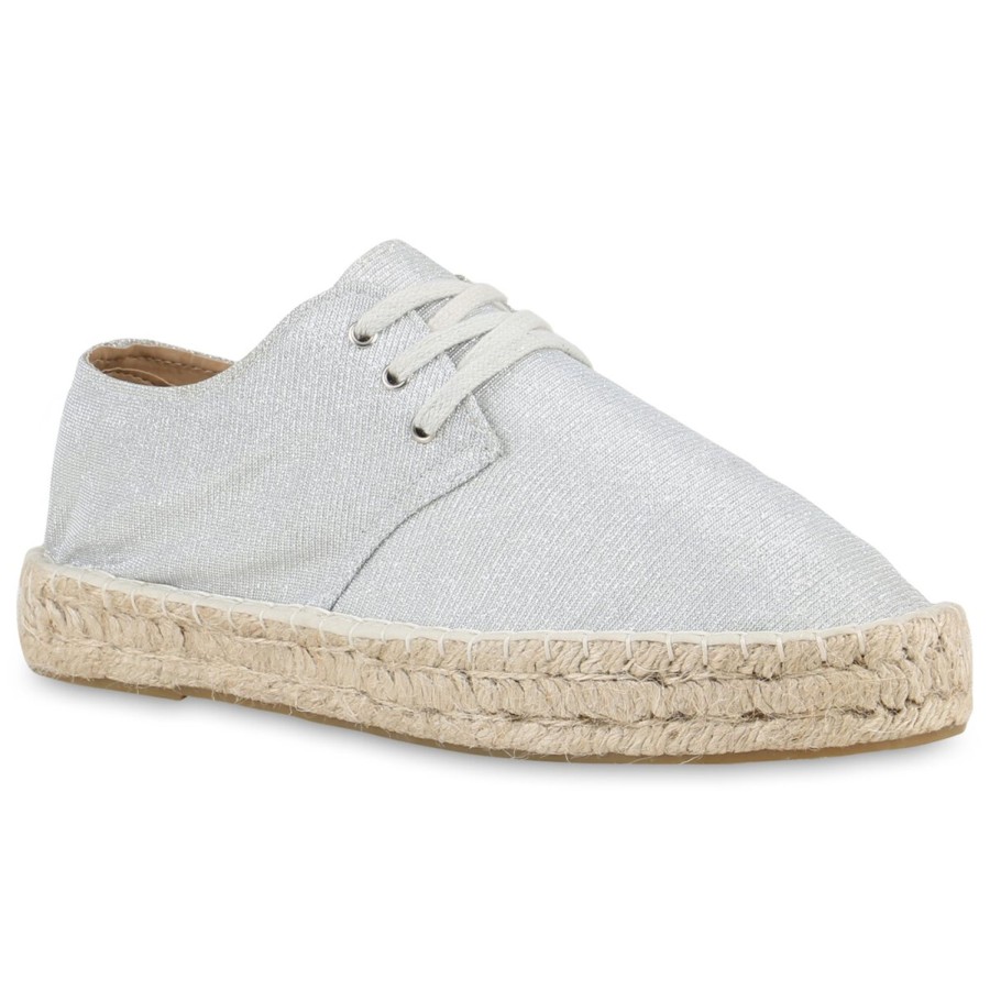 Damenschuhe Stiefelparadies | Damen Espadrilles In Silber