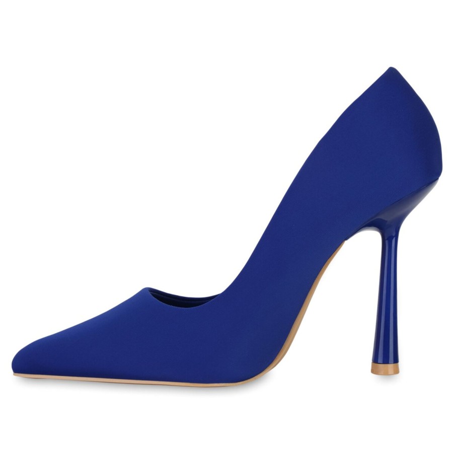 Damenschuhe Stiefelparadies | Damen Spitze Pumps In Blau