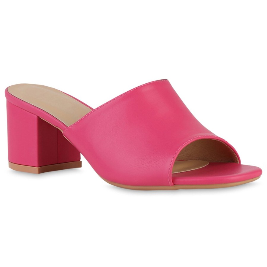 Damenschuhe Stiefelparadies | Damen Pantoletten In Fuchsia