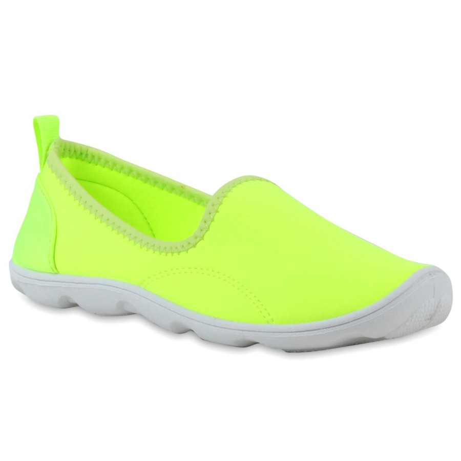 Damenschuhe Stiefelparadies | Damen Slip Ons In Neongelb