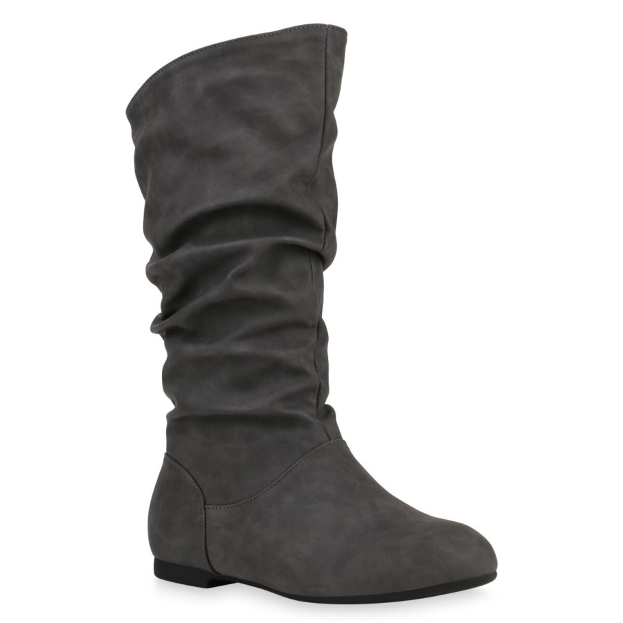 Damenschuhe Stiefelparadies | Damen Schlupfstiefel In Grau