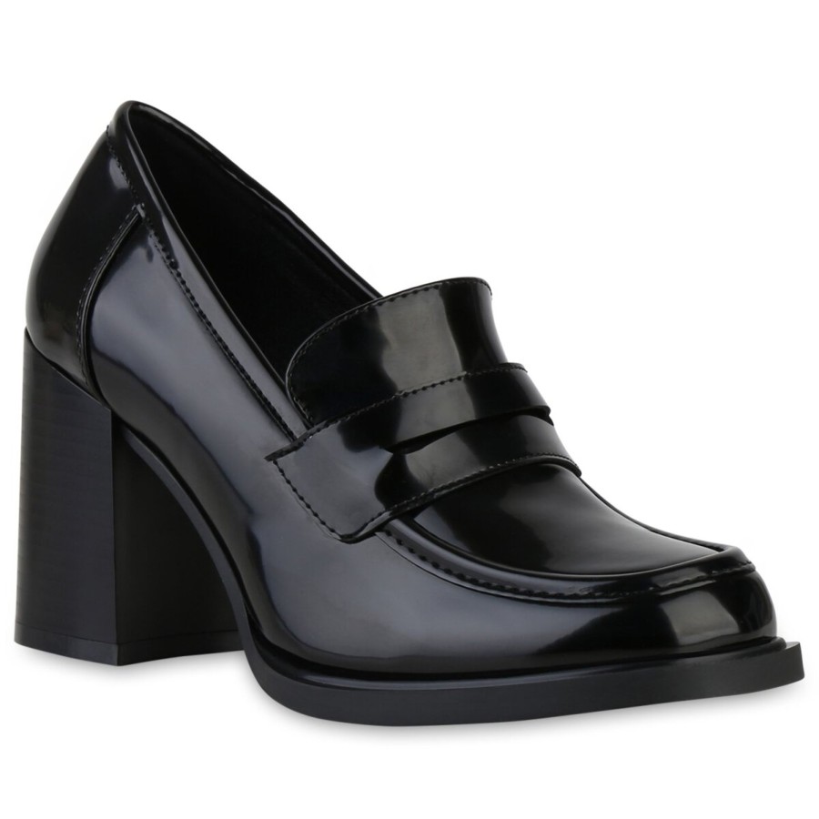 Damenschuhe Stiefelparadies | Damen Klassische Pumps In Schwarz Lack