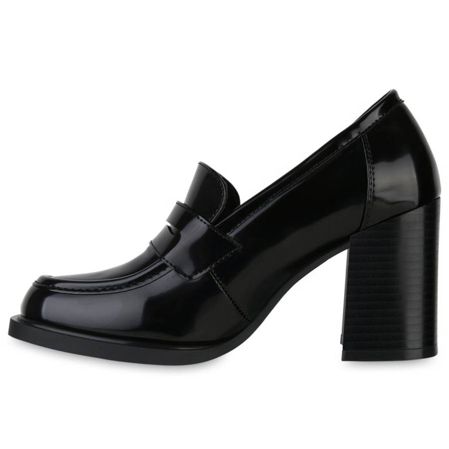 Damenschuhe Stiefelparadies | Damen Klassische Pumps In Schwarz Lack