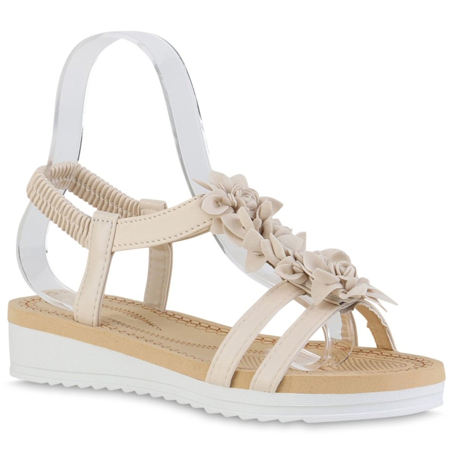 Damenschuhe Stiefelparadies | Damen Keilsandaletten In Beige