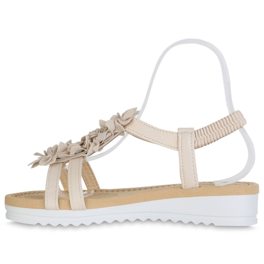 Damenschuhe Stiefelparadies | Damen Keilsandaletten In Beige