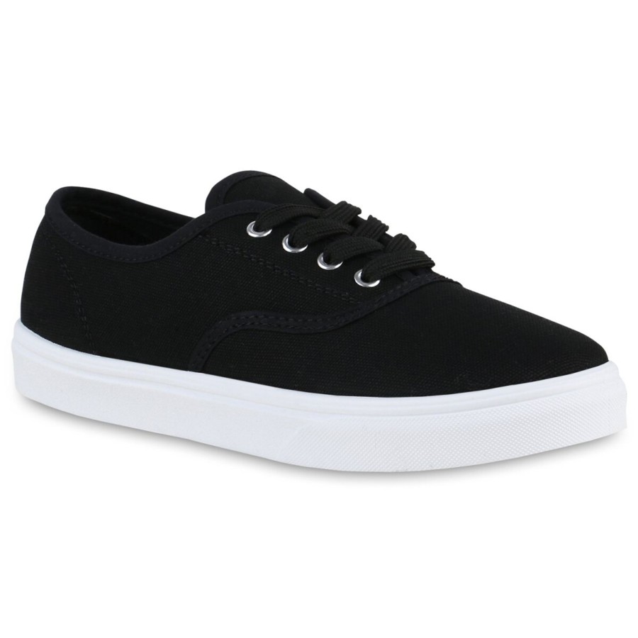 Damenschuhe Stiefelparadies | Damen Sneaker Low In Schwarz Weiss