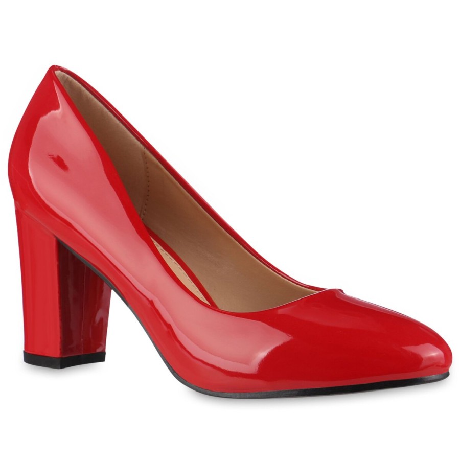 Damenschuhe Stiefelparadies | Damen Klassische Pumps In Rot Lack