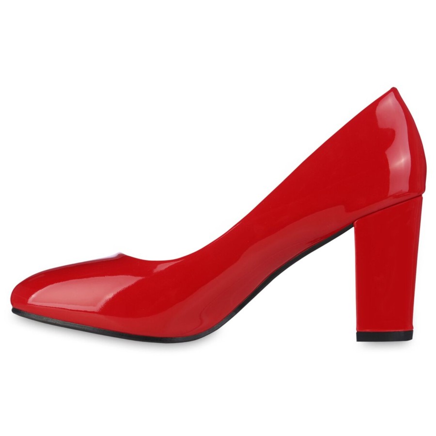 Damenschuhe Stiefelparadies | Damen Klassische Pumps In Rot Lack