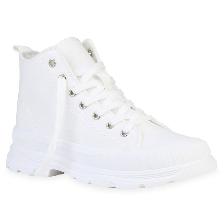 Damenschuhe Stiefelparadies | Damen Plateau Sneaker In Weiss