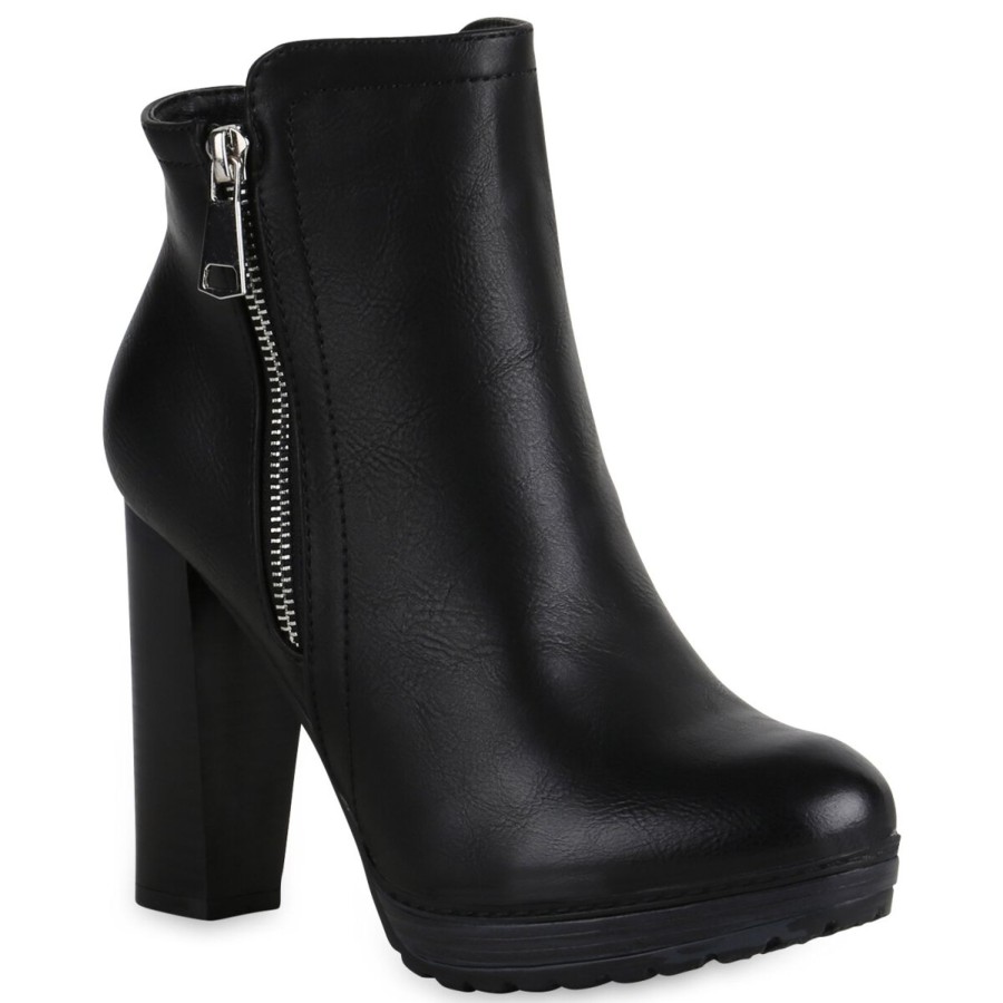 Damenschuhe Stiefelparadies | Damen Plateau Boots In Schwarz