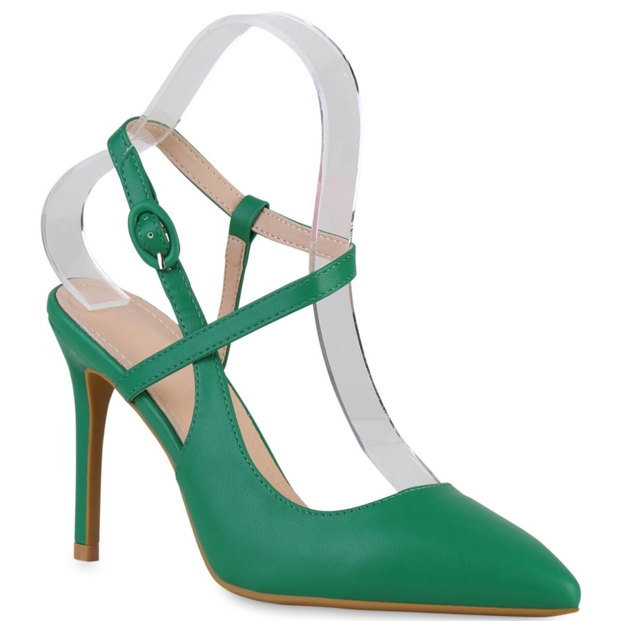 Damenschuhe Stiefelparadies | Damen Slingpumps In Grun