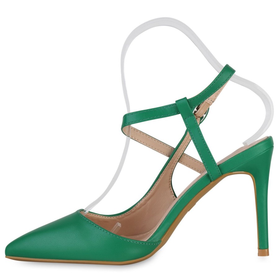 Damenschuhe Stiefelparadies | Damen Slingpumps In Grun