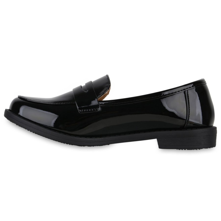 Damenschuhe Stiefelparadies | Damen Loafers In Schwarz Lack